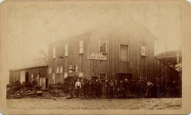 Workers outside Union Iron Works bldg nd AAK-1204.jpg