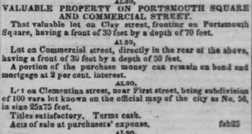 Daily Alta California March 1, 1852, Vol. 3, No. 60 Clementina Street.png