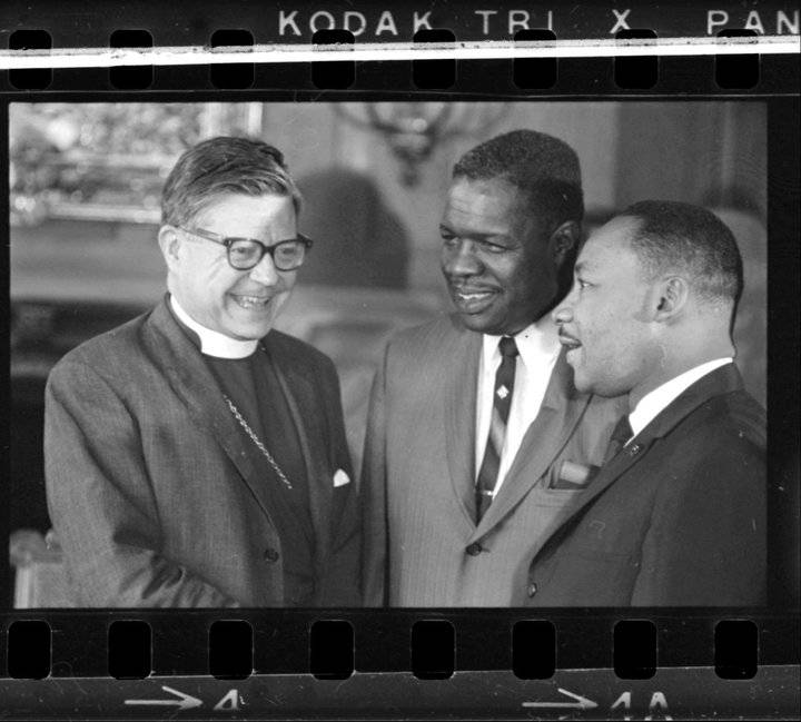 Dr Martin Luther King at Grace Cathedral with Bishop James Pike and Reverend George L Bedford May 29 1964 BANC PIC 2006.029 138917.01.03--NEG.jpg