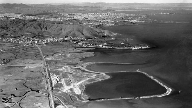 San Francisco Airport 1939 9000 foot seawall defined a seaplane harbor and 315 acre extension of airfield pub 2009.104.037 0.jpg