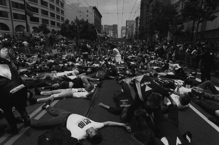 ACT-UP Die-In 1990 Market at UN Plaza.jpg