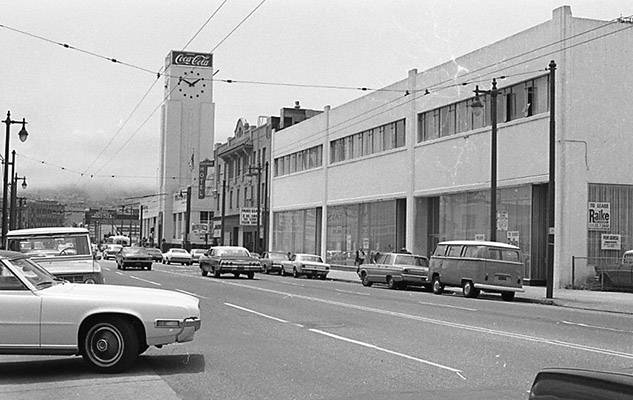 File:Mission Street looking west toward 11th Street, Sherman Hotel and Coca-Cola plant on corners June 10 1971 TOR-0245.jpg
