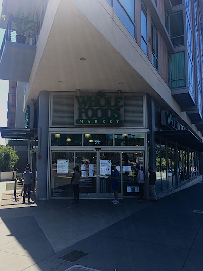 File:Whole Food grocery line during covid.JPG