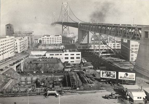 Construction site of Sailors Union Of The Pacific headquarters at Fremont and Harrison streets sept 1947 AAD-5702.jpg