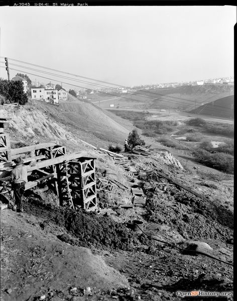 File:Nov 24 1941 View Southeast toward Alemany Boulevard and Silver Terrace from the east edge of St. Mary's Park (St. Mary's Recreation Center) DPW A7043 wnp26.051.jpg