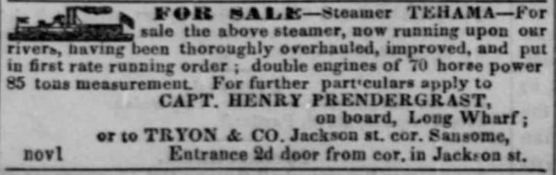 File:Daily Alta California Vol. 2 No. 328 steamer for sale Nov. 5 1851 Tehama.png