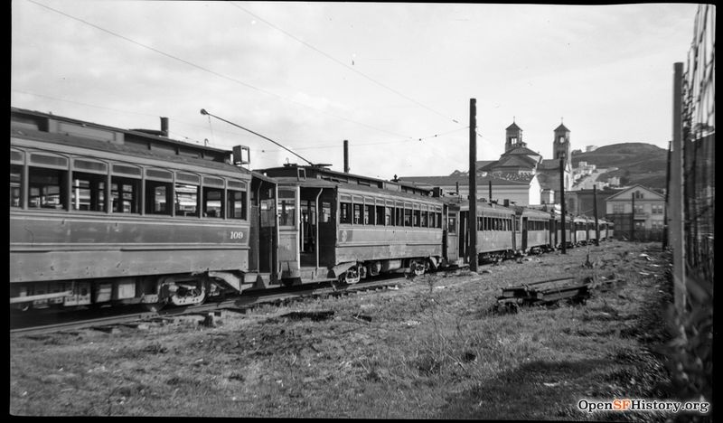 File:Lincoln near 14th c 1940 Original St. Anne's Church which faced Irving visible in the background with later church facing Judah beyond. Golden Gate Heights in distance wnp32.0213.jpg