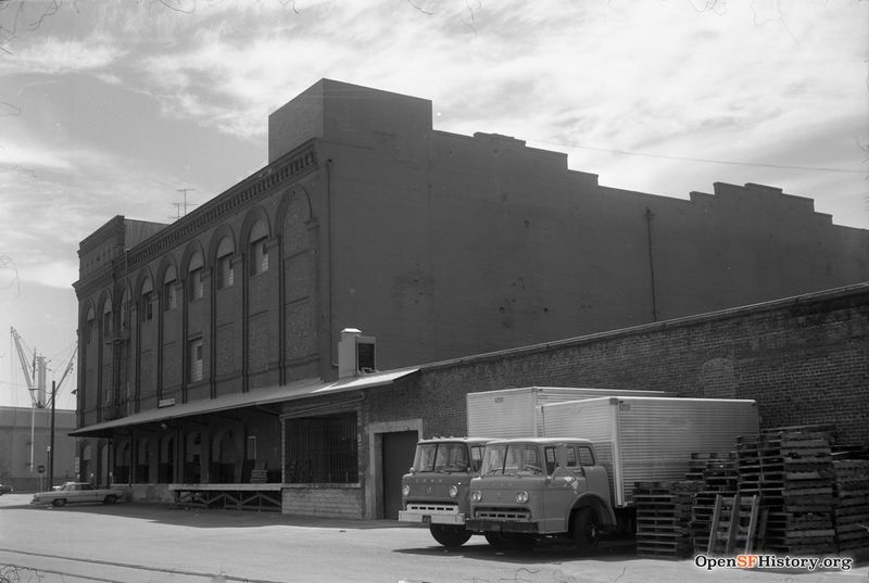 File:View east to large brick warehouse, 1 Lombard St., on southwest corner Aug 4 1968 wnp28.2472.jpg