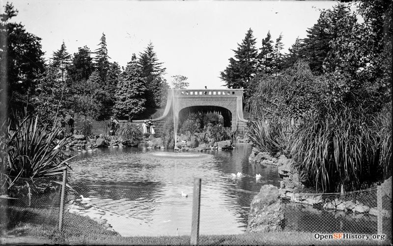 Alvord Lake and Bridge, at Haight Street entrance to Golden Gate Park c 1890 wnp15.1138.jpg
