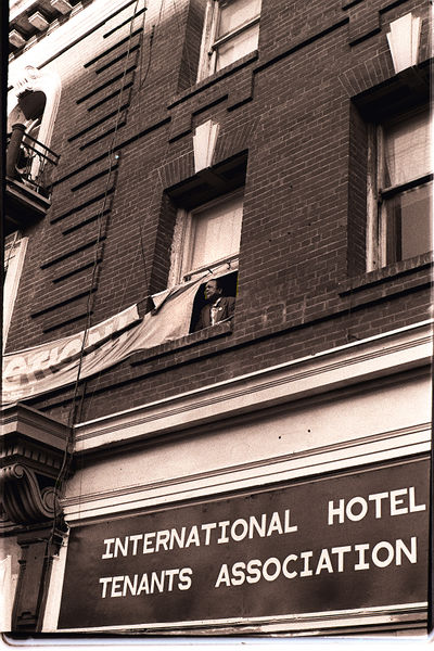 File:Joe Diones looks out the window of the I-Hotel on 848 Kearny Street Nancy Wong.jpg