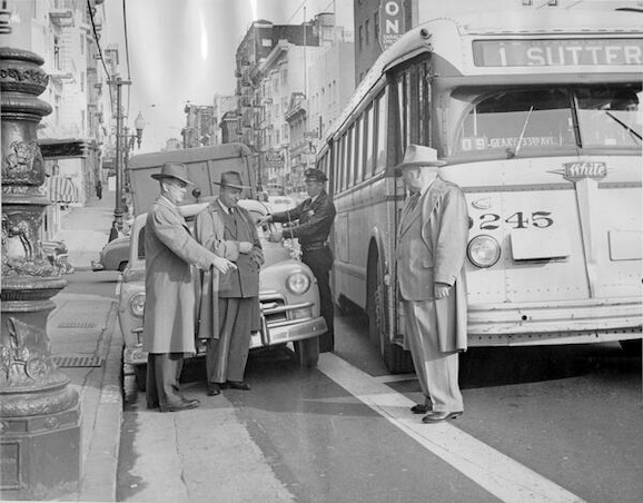 File:Car and Truck in Bus Lane SFPL.jpg