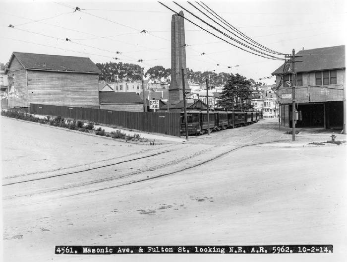 Fulton and Masonic looking northeast at McAllister Car Barn and Powerhouse with broken smokestack, October 2, 191 wnp27.6379.jpg