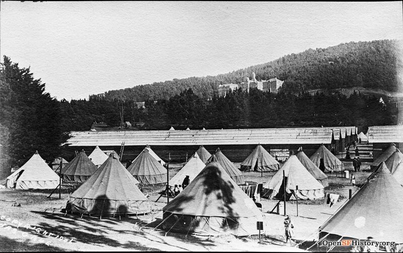 File:1906 View south over earthquake refugee tents and barracks in Golden Gate Park; Big Rec Field Affiliated Colleges and Sutro Forest in background wnp37.03753.jpg