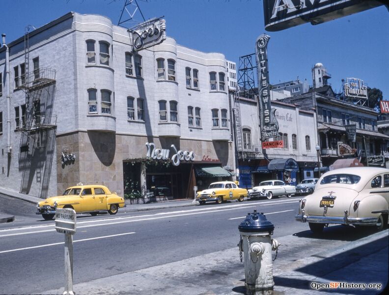 File:Broadway and Romolo 1952 New Joes 540 Broadway, Little Swiss, St. Moritz Cafe, Finocchios wnp25.1242.jpg