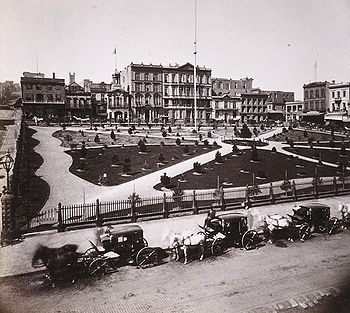 Portsmouth Square 1850s, courtesy Society of California Pioneers