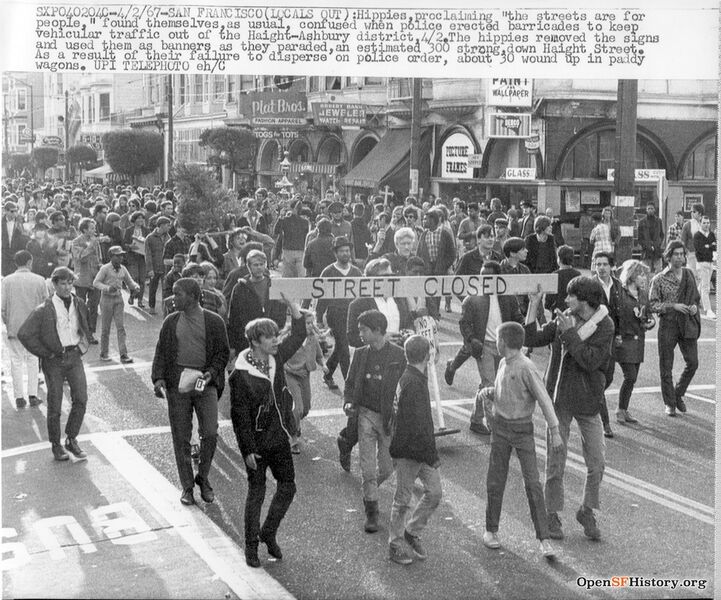 File:View West on Haight. Crowds of people. The streets are for the people protest Apr 2 1967 wnp27.6070.jpg