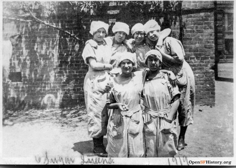 Sugar workers (women) behind Spreckels Sugar Factor, 23rd Street 1919 wnp27.2836.jpg