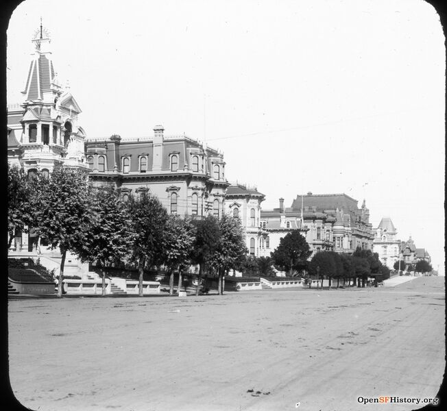 File:View North on Van Ness toward west side of the street between California and Jackson. Claus Spreckels mansion in the distance at right c1895 wnp13.386.jpg