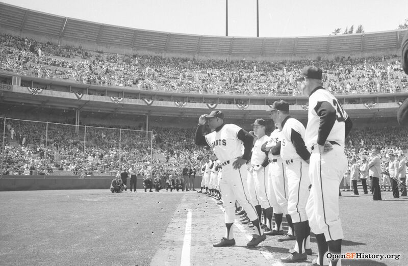 SF Giants Opening Day, 1966--Willie Mays, being introduced opensfhistory wnp28.6189.jpg