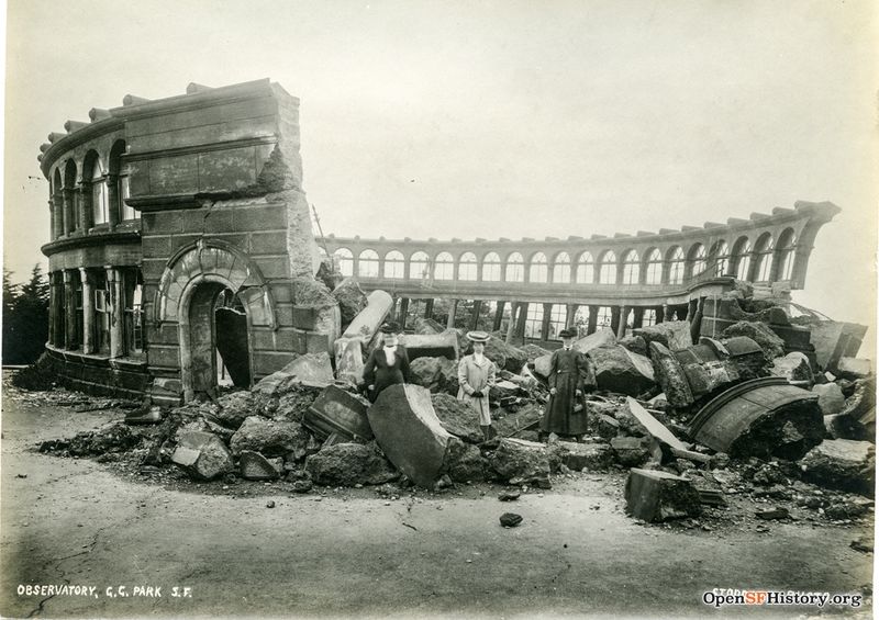 1906 Earthquake and Fire, Ruins of Sweeny Observatory on Strawberry Hill wnp27.5474.jpg