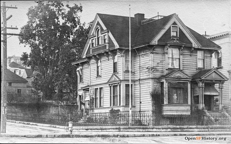 File:236 San Jose Avenue. Northwest corner of 25th Street and San Jose Avenue. One time home of Mayor and Governor James Rolph. Rundown corner house, Ghost children in upper story window c1930 wnp37.02701.jpg