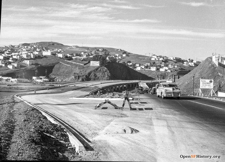 US101 Freeway construction circa 1953 north to Bernal Hts wnp28.1050.jpg