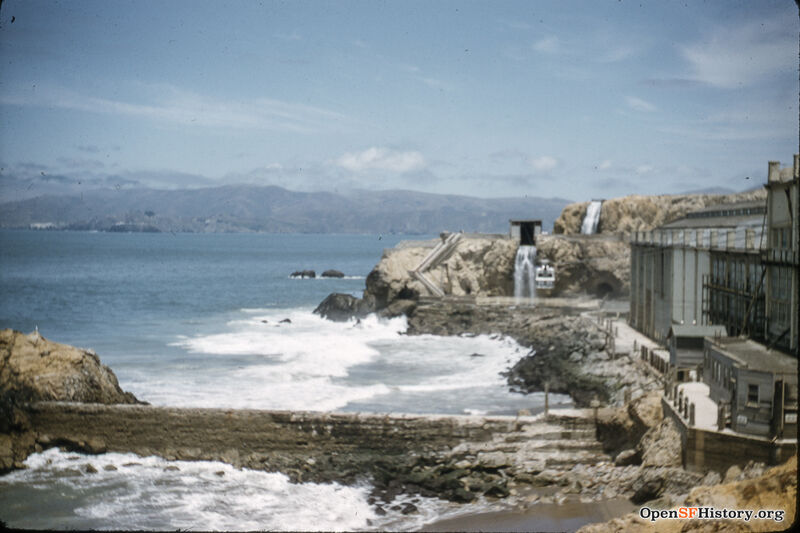 File:Looking north from the Cliff House. Sky Tram at center passing Sutro's. c1955 opensfhistory wnp25.1226.jpg