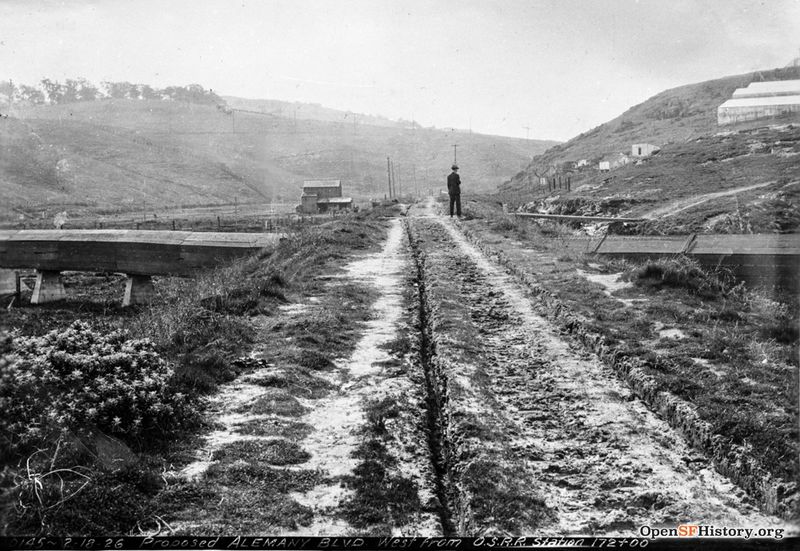 File:Feb 18 1926 View West near Farmers Market Proposed Alemany Blvd west from Ocean Shore Railroad. Station 172-00 dpwbook36 dpw10145 wnp36.03316.jpg