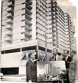 Justin Herman, Don Ralya, Roger Boas, Sherman Miller and Joseph L. Eichler at the opening of the Laguna Eichler building in the Western Addition district 1963 AAC-1858.jpg