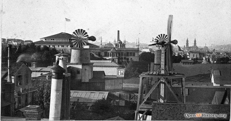 C1890 Windmills, Woodward's Pavilion, St. Ignatius church in distance wnp37.02666.jpg