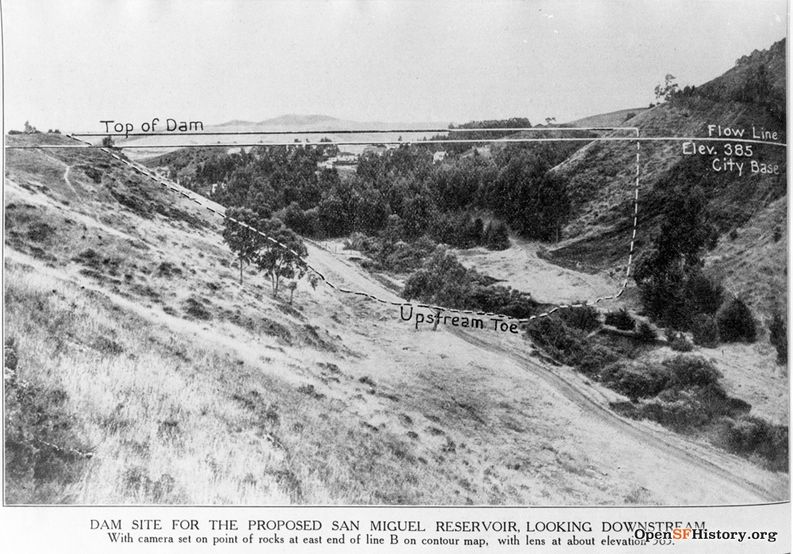 1915--Photograph with drawing of proposed San Miguel Reservoir Dam, copied from a magazine wnp4.1251.jpg